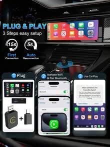 Adaptor wireless mini Carplay, compatibil cu telefonul - conexiune rapidă și stabilă pentru conversia cablată din fabrică la CarPlay wireless pentru mașini 2016+, adaptor Apple Carplay fără întârziere