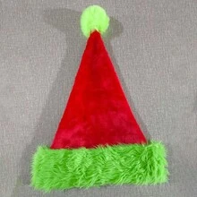 1件圣诞用品，圣诞老人帽，派对服装帽，趣味绿色帽子，毛绒帽子，红绿相间的圣诞老人帽，角色扮演帽头饰，感恩节服装帽，主题派对装饰，拍照道具 - 彩色 - 查看 12