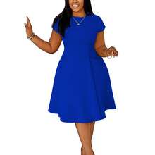 Womens Elegant Casual Short Sleeve Midi Dress - 紅色 - 查看 6