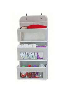 1Pc Multi-Layer Clothes Storage Hanging Bag With Pockets,Over-The-Door Hanging Storage Organizer With 5 Large Pockets, Unfinished Fabric Finish, Space-Saving Solution For Bedroom, Bathroom, Pantry, Nursery, Suitable For 14+ Age Group - Multicolor - View 15