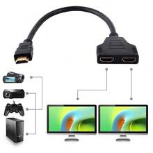 Cable de conexión para computadora de alta definición HD.MI uno a dos de 1 m, calidad de imagen ultra clara, compatible con computadoras, caja secreta de Hua.wei, caja de Xiao.mi, LeTV, videojuegos PS.4 y otros dispositivos de interfaz HD.MI. - Negro - Ver 1