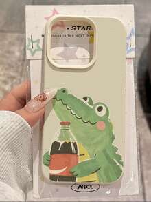 1个复古可爱鳄鱼纹纹理防摔防滑软手机壳保护套，兼容苹果手机 - 彩色 - 查看 1