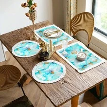 1 peça de jogo americano com estampa floral vintage, jogo americano de jantar com borlas de linho, decoração de mesa lavável, decoração de quarto, jogos americanos, porta-copos, jogos americanos de mesa de jantar de cozinha, decoração de festa interna e externa, decoração de casa, presente ideal - Multicolorido - Ver 2