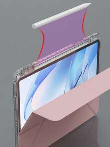 غطاء قابل للطي بشكل Y مع حامل من البلاستيك الشفاف متوافق مع iPad Air 11 13 M2 2025 M3 ، يدعم زوايا متعددة ، متوافق مع A16 11th 2024 Air 5 Air 4 10.9 9th 8th 7th 10.2 5th 6th 9.7 10th Gen 2021 Pro 11 12.9 Mini6 7 مع حامل قلم ، تنبيه تشغيل/إيقاف تلقائي - وردي