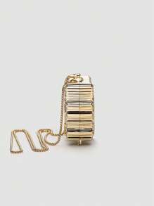 1pc Mini Metallic Gold/Silver Glitter Rhinestone Butterfly Clutch Bag, Multifunctional Decorative Women's Personalized Fashion Makeup Bag, Jewelry/Earphone Storage, Gift For Women, Suitable For Valentine's Day, Party, Wedding, Date, Can Be Used As Shoulder Bag/Crossbody Bag, Elegant Women Coin Purse , Gold Bag - Gold - View 4