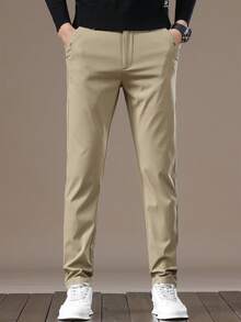 GRDR Men's Solid Color Pocket Casual Commuter Tapered Pants - Khaki - View 4