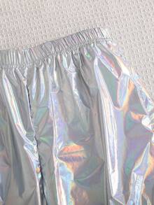 Fashionable Girls' Cargo Pants, Multifunctional And Personalized, Especially The Bright Purple Version With Flap Pockets, Suitable For Street, Music Festivals And Fashion Shows - Silver - View 8