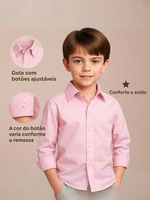 Children's White Long Sleeve Button Down Shirt 100% Cotton - Baby Pink - View 5