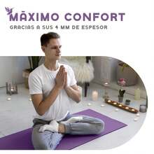 MUUK FITNESS Alfombrilla de Yoga 170 x 70 cm – Grosor 4 mm, Tapete para Yoga, Pilates, Fitness y Ejercicio, Antideslizante, Plegable y Fácil de Transportar, PVC Resistente y a Prueba de Agua, Ideal para Casa, Gimnasio, Parque o Viajes, Diseño Cómodo que Protege Articulaciones, Superficie Estable y Duradera para Relajación, Meditación y Estiramientos, Apta para Principiantes y Expertos. - Uva - Ver 8