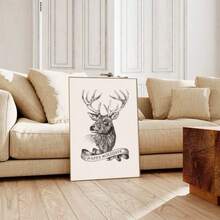 1PC Frameless Christmas Landscape Canvas Posters: Artistic Christmas Scenes, Christmas Gifts, Pine Trees, Reindeer, Winter Murals, Nordic Living Room, Bedroom, Dormitory Decoration Posters