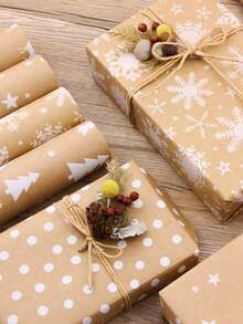 1M/3M 300cm*43cm, Papel Kraft Natural para Embrulho de Presente em Árvore de Natal Vintage, Árvore de Natal Branca, Rena, Floco de Neve, Embalagem para Presente, Decoração de Presente Faça Você Mesmo, Natal e Dia dos Namorados - Multicolorido - Ver 2