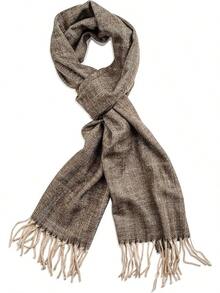 Soft Luxurious Classic Cashmere Feel Winter Scarf With Box, Cozy Warm Scarf - 棕色人字紋禮品 - 查看 4