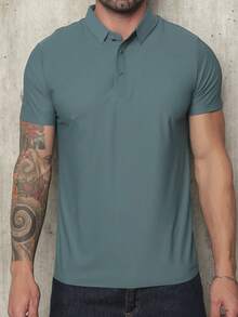 Men's Polo Shirt In Polyamide, Elastic Ice Fabric, Style And Quality - 綠色 - 查看 1