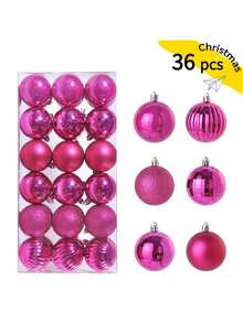 36pcs/Set Christmas Balls Set - Assorted Styles, Plastic Hanging Decorations For Christmas Tree, Bohemian Style, Ideal For Thanksgiving, Christmas Decorations, Scene Decor, Festivals Decor, Room Decor, Home Decor, Offices Decor, Theme Party Decor, Christmas Decor, Christmas Balls Winter Christmas Decorations Home Christmas Gifts Christmas Decor
