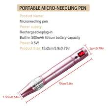 Professional Microneedling Pen Electric Derma Pen With 5pcs 12 Needles And 5pcs Round Nano Replacement Needles Cartridges Beauty Skin Care Tool