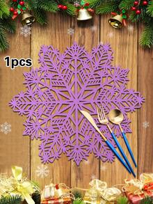 1/4/6pcs Christmas Snowflake PVC Gold Foil Placemats, Christmas Hotel Restaurant Decor Heat Insulation Non-Slip Table Mats, Suitable For Wedding Party, Valentine's Day, Holiday Celebration, Picnic, Birthday Banquet Table Decoration