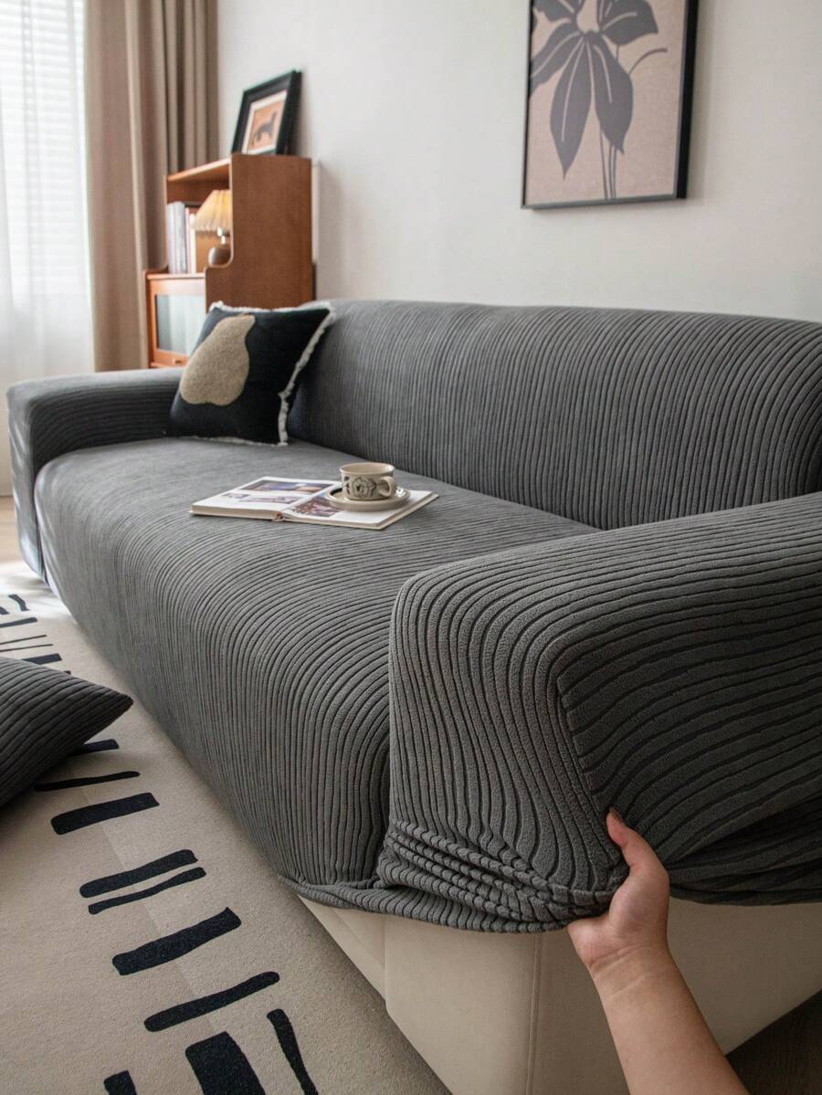 1 bộ bọc ghế sofa đa năng dùng được cả bốn mùa, bọc toàn bộ ghế sofa co giãn đa chức năng kèm vỏ gối cùng màu, có thể giặt máy, phù hợp cho phòng ngủ, phòng khách, văn phòng, dùng để che bụi cho đồ nội thất, trang trí nhà cửa. - Màu xám đen - Xem 1
