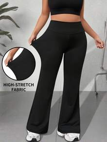 1 条大码休闲裤，修身腰部设计，适合休闲、运动、瑜伽、四季穿着 - 黑色 - 查看 5