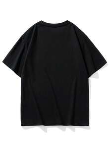 Simple Fashion Printed Cotton T-Shirt, Soft and Light Beige-Friendly, Perfect for Daily Outings and Travel Souvenirs, Suitable for Both Men and Women - Preto - Ver 2