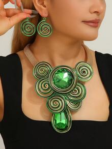 New Fashionable Aluminum Wire Turquoise Teardrop Elegant Vintage Boho Necklace - Multicolor - View 5