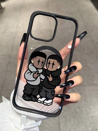 Czarne etui ochronne TPU na cały telefon, odporne na wstrząsy, z chłopięcym wzorem, odpowiednie dla mężczyzn i kobiet w wieku 15, 14, 13, 12, 11, XS, XR, X, 7, 8, Mini, Plus, Pro Max, SE, wodoodporne, odporne na upadki i zarysowania