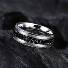 Anillo de acero inoxidable para hombres de 8 mm, anillo de cadena de acero inoxidable 316L, anillo de ansiedad sin estrés para hombres y mujeres, banda de boda fresca y cómoda, talla 4-14