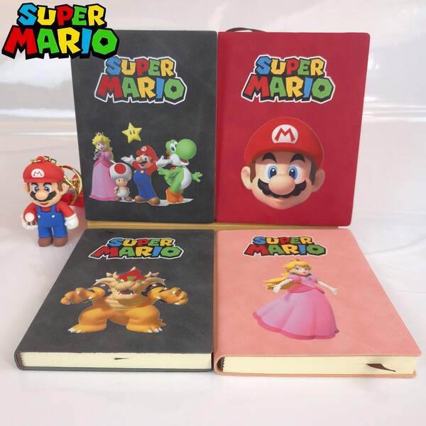 Super Mario Super Mario Classic Game High-Quality Colorful Leather Cartoon Character Cover Notebook, Rich Inner Pages, Gaming Peripherals, Perfect Gift For Back To School, Study, Office, Planner, Birthday, Holiday