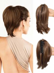 Women's Claw Clip Bun, Synthetic Hair Extensions, Short Straight Ponytail, Daily Hair Accessory - Multicolor - View 12