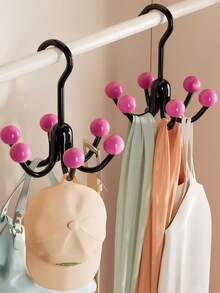 1pc 6-Hook 360 Degree Rotating Wardrobe Hanging Rack For Closet Organization - Space-Saving Organizer For Bras, Bags, Hats And Accessories; , Easy-Install, Multi-Function Swivel Hook System Ideal For Bedroom, Dorm Or Small Apartment, Great For Spring Cleaning And Seasonal Storage Fits Inside Standard Closets And Wardrobe Corners, Helps Declutter Drawers, Keeps Hats, Bags And Undergarments Organized At A Glance, Enhances Visibility And Accessibility, Supports Daily Outfits And Travel Packing, Ideal Gift For Moms And Students - Multicolor - View 2