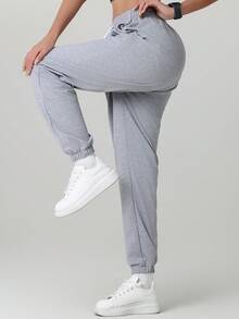 Women'S Joggers Pants Pockets Drawstring Running Sweatpants For Women Lounge Workout Jogging Tights - Grey - View 4