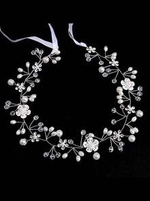 1 chiếc khăn trùm đầu trang trí lễ cưới Hồi giáo, khăn trùm đầu bằng vải chiffon màu trơn đính ngọc trai dành cho nữ. - màu đặc - Xem 3