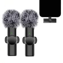Wireless Lavalier Microphone For Phone IPad TypeC Lapel Mics Plug-Play 2.4G Ultra-Low Delay Built-In Noise Reduction Chip Working Time For Video Recording Interview Podcast Vlog