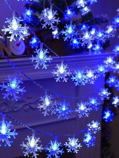 1 قطعة - سلسلة فانوس ثلج عيد الميلاد، أضواء فيري بتصميم ثلج عيد الميلاد، أضواء سلسلة ثلج زرقاء، ديكور شجرة عيد الميلاد، ديكورات عيد الميلاد للمنزل، زينة عيد الميلاد، ديكور معلق، ديكور عيد الميلاد، عيد الميلاد، زينة، ديكور داخلي/خارجي