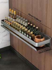 厨房收纳架，壁挂式浴室收纳架，阳台置物架，适用于厨房、浴室、卫生间、阳台，铝合金材质，结实耐用，防潮防锈，瓶罐收纳架，节省空间，两种安装方式，无需钻孔收纳架 - 灰色 - 查看 16