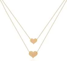MEVECCO Layered Heart Necklace Pendant Handmade 18k Gold Plated Dainty Gold Choker Arrow Bar Layering Long Necklace For Women - 心邪惡之眼 - 查看 1