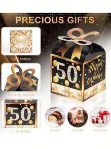 30 Peças Caixas de Presente para Festa de Aniversário Pretas, Incluindo Caixas Comemorativas de 15º, 40º, 50º, 60º, 70º e 80º Aniversário, Presentes de Festa de Aniversário, Itens Comemorativos de Aniversário, Decorações para Convidados de Casamento, Presentes para Convidados de Casamento, Presentes do Dia dos Namorados, Suprimentos de Cozinha e Bar, Lembrancinhas de Festa