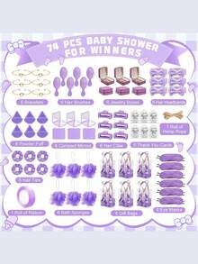 68/74PCS/6Sets Birthday Party Prizes For Winners Gifts Headband Hair Brush Jewelry Box Compact Mirror Powder Puff Hair Tie Claw Gift Bag Bridal Shower - Nhiều màu - Xem 4