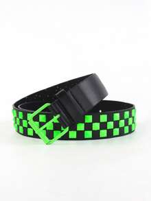 1 pieza Cinturón unisex de estilo punk, cinturón con patrón de tablero de ajedrez para jeans y pantalones cargo, adecuado para uso diario, estilo callejero y accesorios de otoño-invierno para campus, adecuado para adolescentes, jóvenes, hombres, casual, al aire libre, atlético, vacaciones, regalos de graduación, cumpleaños, uso diario - Multicolor - Ver 18