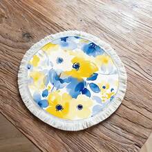1 peça de jogo americano com estampa floral vintage, jogo americano de jantar com borlas de linho, decoração de mesa lavável, decoração de quarto, jogos americanos, porta-copos, jogos americanos de mesa de jantar de cozinha, decoração de festa interna e externa, decoração de casa, presente ideal - Multicolorido - Ver 12