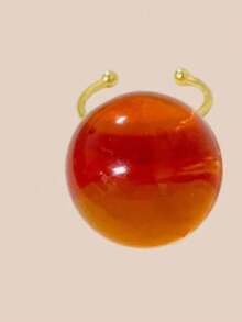 1pc Fashionable Elegant Minimalist Artistic Jelly Transparent Round Resin Stainless Steel Open Ring For Women, Suitable For Daily Commute, Street, Music Festival, Party, Evening Wear