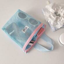 可折叠便携式网状手提包，小号多巴胺化妆包手提包，沙滩包，夏季 - 彩色 - 查看 7