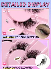 9 Paar halbe Wimpern mit transparentem Band, natürlich aussehende Katzenaugen-Wimpern mit verlängertem Schwanz, flauschig, verwischt, weich, falsche Nerz-Wimpern, natürliches Make-up, geeignet für tägliches Make-up, Beauty-Blogger Make-up