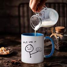 1 Pieza Taza de café de cerámica de 11 onzas con ilustración de "Por favor úsala" del cerebro, taza reutilizable con recubrimiento múltiple, apta para lavavajillas y microondas, taza de café con humor de uso múltiple, regalo portátil para la oficina, taza de té, taza de leche, de vuelta a la escuela - Multicolor - Ver 17