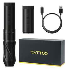 1 Stück kabellose T-Rex Tattoo Maschine, Rotary Tattoo Maschine, 6 Hub Länge mit 1 Box rosa Tattoo Nadeln, professionelle Tattoo Pistole, geeignet für verschiedene Nadeln