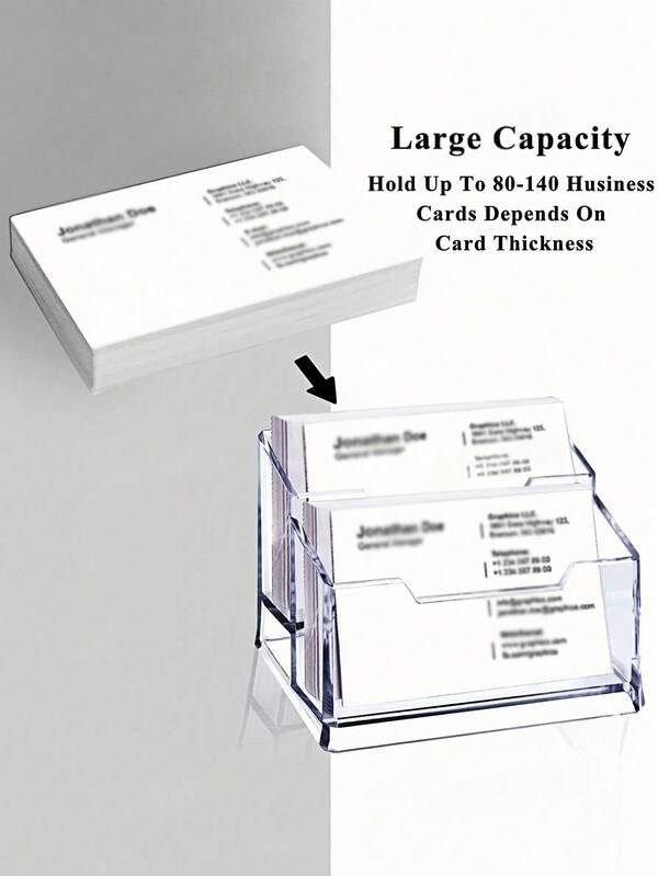 Transparent Acrylic Business Card Holder Business Card Holder, Suitable For 80 Business Cards, Desktop Accessories, Office Display