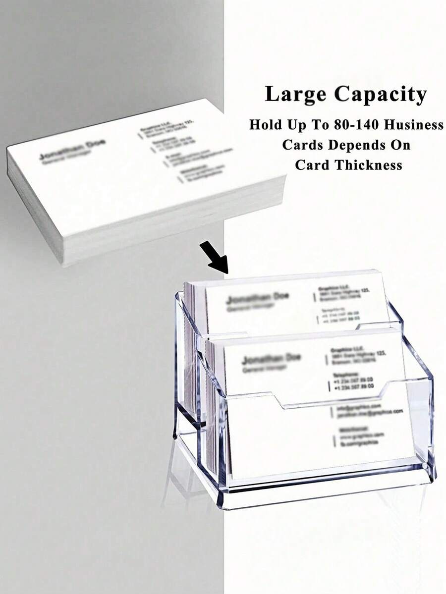 Transparent Acrylic Business Card Holder Business Card Holder, Suitable For 80 Business Cards, Desktop Accessories, Office Display