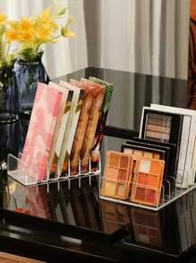 1 Bandeja para sombras de ojos, organizador de maquillaje de 7 ranuras, organizador de tocador de escritorio/cajón, caja de almacenamiento de maquillaje ahorradora de espacio, organizador de maquillaje transparente, apto para tocadores, encimeras de baño, armarios, habitaciones, dormitorios y decoraciones de sala de estar, accesorios de viaje, cajas de regalo, regalos de almacenamiento y regalos divertidos.