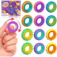 Fidget Toys Sensory Rings For : 12 Pack Finger Spinner Rings Texture Stress Toys For Autism Calming Fun Fidgets For Student Classroom Prize Stocking Stuffers - 12Pcs - 查看 1