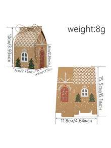 10/20/30/40/50 peças Caixa de Doces em Forma de Casa Pequena de Natal, Caixa de Biscoitos de Papel Kraft, Caixa de Pastelaria, Caixa de Presente, Decorações de Natal, Presentes de Natal