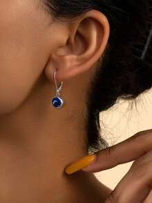 1 par de pendientes de plata de ley S925 con gota de piedra natal, regalo de cumpleaños personalizable de 12 meses, joyería exquisita para mujeres - Doce Piedras Estelares 5 - Ver 9